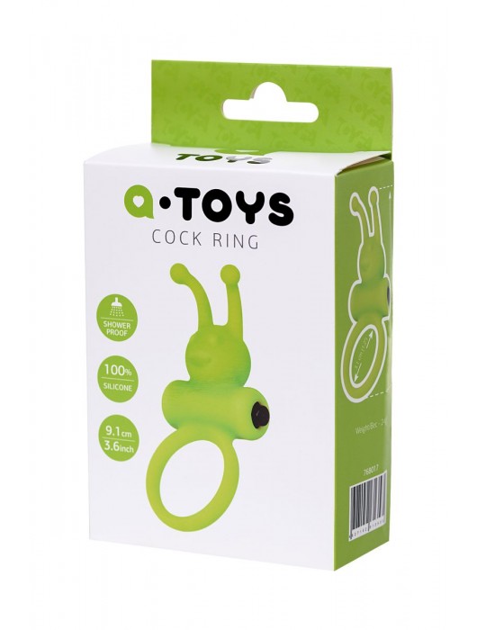 Зеленое эрекционное виброкольцо на пенис Cock Ring - A-toys - в Хабаровске купить с доставкой