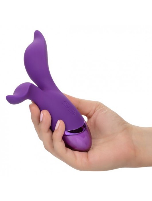 Фиолетовый раздвоенный вибромассажер Aura Duo - California Exotic Novelties