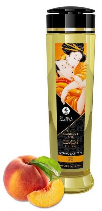 Массажное масло для тела с ароматом персика Stimulation - 240 мл. - Shunga - купить с доставкой в Хабаровске