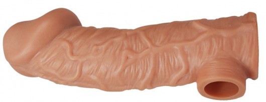 Телесная насадка на фаллос с отверстием для мошонки EXTREME SLEEVE - 17,6 см. - KOKOS - в Хабаровске купить с доставкой
