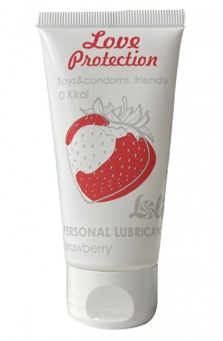 Лубрикант на водной основе с ароматом малины Love Protection Strawberry - 50 мл. - Lola Games - купить с доставкой в Хабаровске