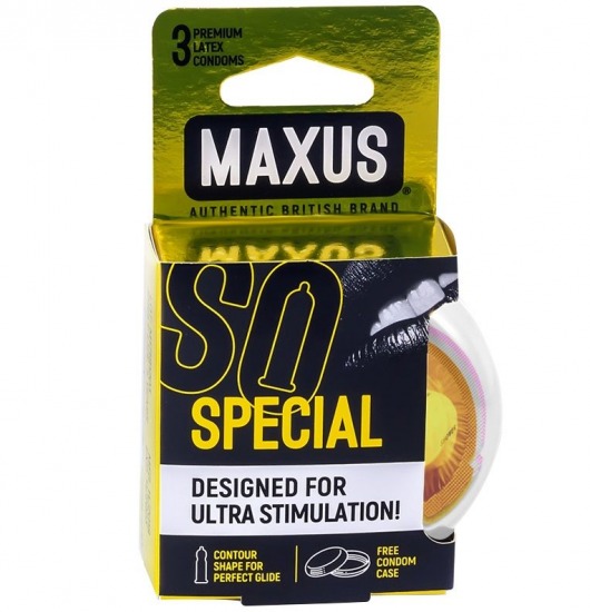 Презервативы с точками и рёбрами в пластиковом кейсе MAXUS Special - 3 шт. - Maxus - купить с доставкой в Хабаровске