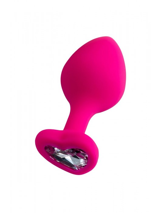 Розовая анальная втулка Diamond Heart с прозрачным кристаллом - 8 см. - ToyFa - купить с доставкой в Хабаровске