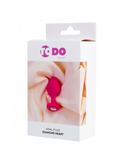 Розовая анальная втулка Diamond Heart с прозрачным кристаллом - 8 см. - ToyFa - купить с доставкой в Хабаровске