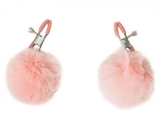 Зажимы на соски Angelic с розовыми меховыми шариками - Lola Games - купить с доставкой в Хабаровске