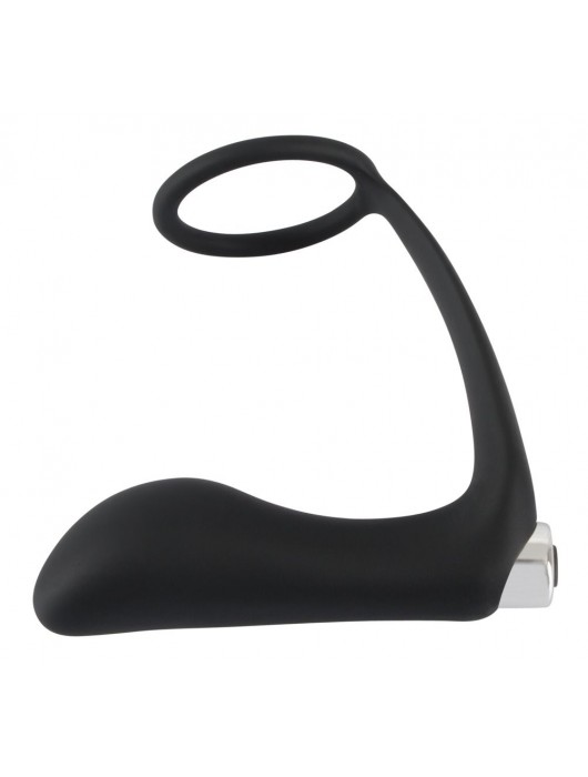 Черное эрекционное кольцо с анальной вибропробкой Vibrating Ring   Plug - Orion - в Хабаровске купить с доставкой