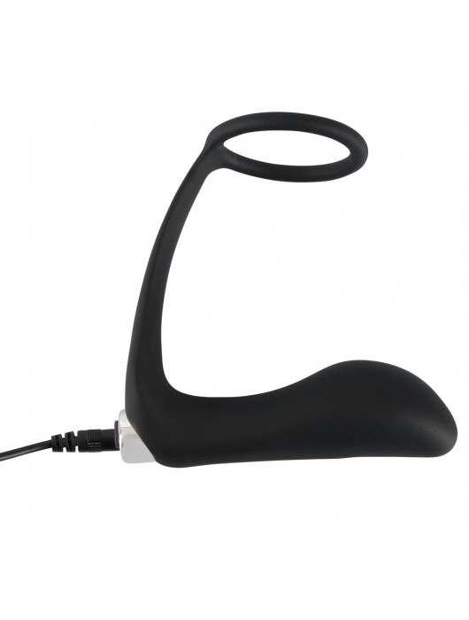 Черное эрекционное кольцо с анальной вибропробкой Vibrating Ring   Plug - Orion - в Хабаровске купить с доставкой