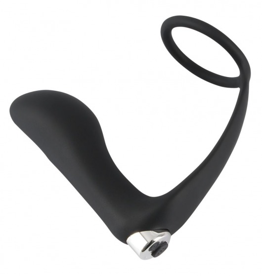 Черное эрекционное кольцо с анальной вибропробкой Vibrating Ring   Plug - Orion - в Хабаровске купить с доставкой