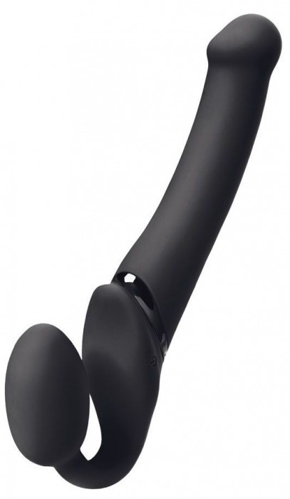 Черный безремневой вибрострапон Silicone Bendable Strap-On M - Strap-on-me - купить с доставкой в Хабаровске