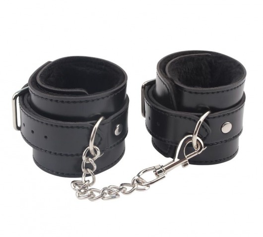 Черные оковы на ноги Obey Me Leather Ankle Cuffs - Chisa - купить с доставкой в Хабаровске