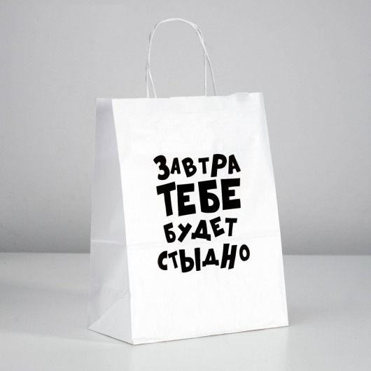 Подарочный пакет  Завтра тебе будет стыдно  - 30 х 24 см. - UPAK LAND - купить с доставкой в Хабаровске