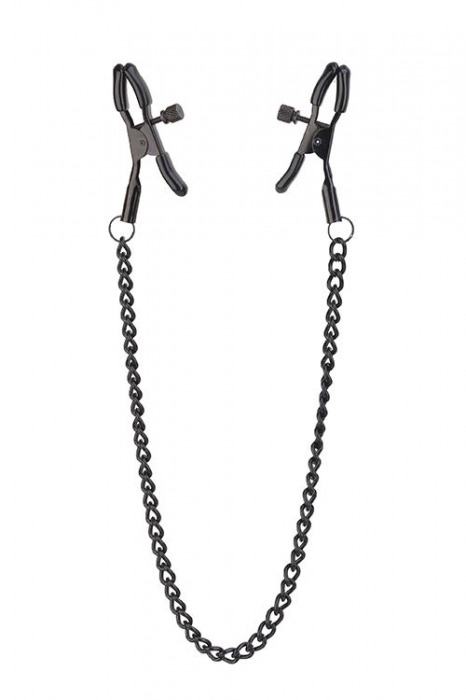 Черные зажимы на соски на цепочке BLAZE DELUXE NIPPLE CLAMPS - Dream Toys - купить с доставкой в Хабаровске
