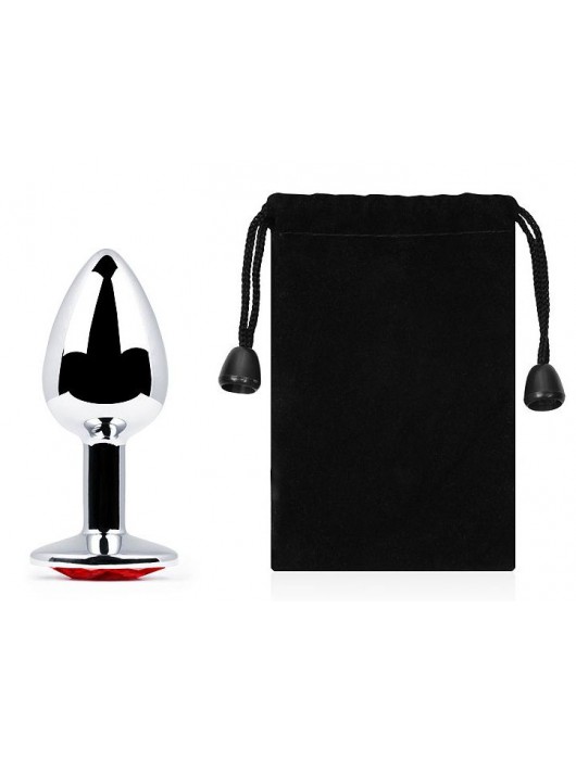 Серебристая анальная пробка с красным стразом - 7,2 см. - Anal Jewelry Plug - купить с доставкой в Хабаровске