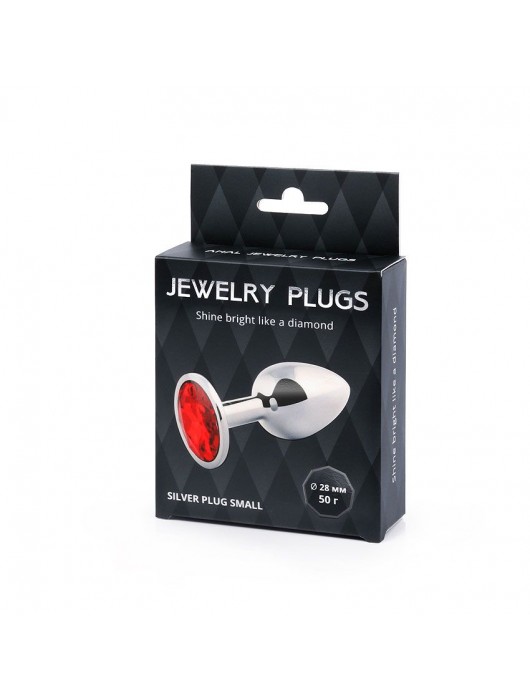 Серебристая анальная пробка с красным стразом - 7,2 см. - Anal Jewelry Plug - купить с доставкой в Хабаровске