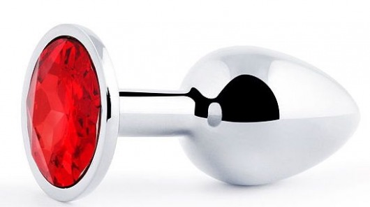 Серебристая анальная пробка с красным стразом - 7,2 см. - Anal Jewelry Plug - купить с доставкой в Хабаровске