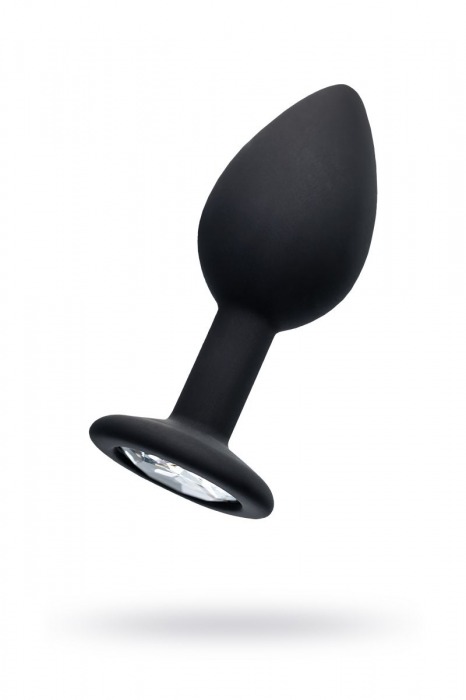 Черная анальная втулка с прозрачным стразом - 7,2 см. - POPO Pleasure - купить с доставкой в Хабаровске