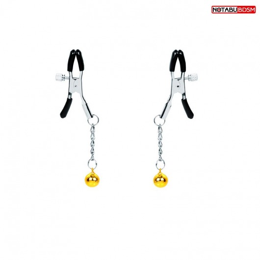 Оригинальные зажимы на соски с желтыми шариками - Notabu - купить с доставкой в Хабаровске