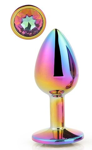 Голографическая анальная втулка с радужным кристаллом - 7,1 см. - Dream Toys - купить с доставкой в Хабаровске