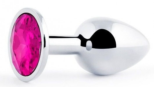 Серебристая анальная пробка с малиновым кристаллом - 7,2 см. - Anal Jewelry Plug - купить с доставкой в Хабаровске