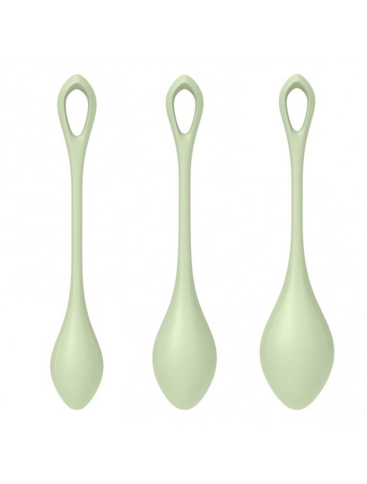 Набор из 3 салатных вагинальных шариков Yoni Power 2 - Satisfyer