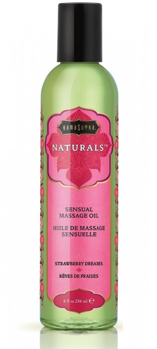 Массажное масло Naturals Strawberry Dreams с ароматом клубники - 236 мл. - Kama Sutra - купить с доставкой в Хабаровске