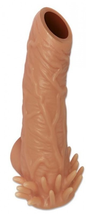Телесная насадка с усиками и открытой головкой Nude Sleeve L - 14 см. - KOKOS - в Хабаровске купить с доставкой