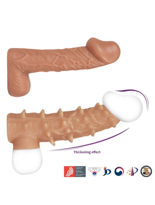 Телесная насадка с шипами и открытой головкой Nude Sleeve L - 14 см. - KOKOS - в Хабаровске купить с доставкой