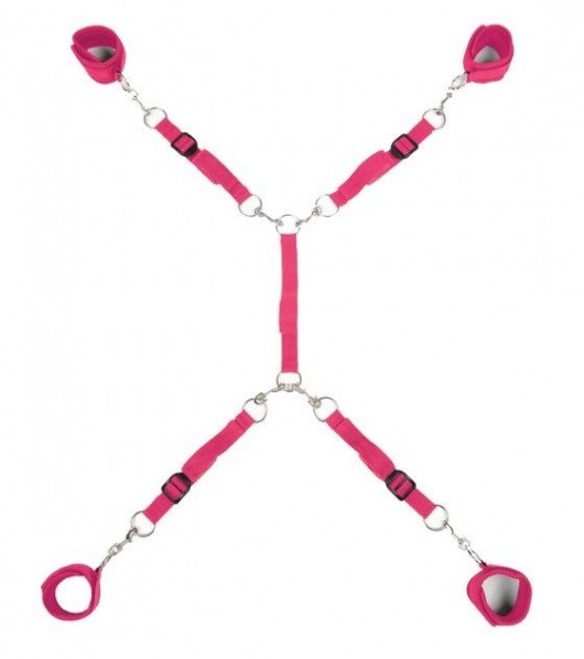 Ярко-розовый набор фиксаций на кровати Classic Bed Spreader - Lux Fetish - купить с доставкой в Хабаровске