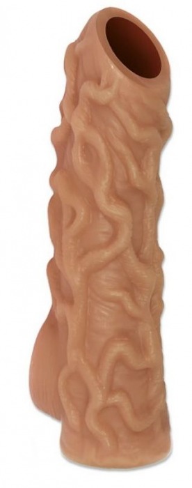 Телесная насадка с венками и открытой головкой Nude Sleeve S - 10 см. - KOKOS - в Хабаровске купить с доставкой