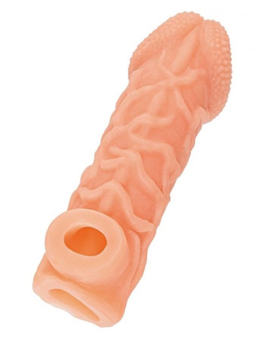 Телесная закрытая насадка с венками Cock Sleeve Size S - 13,8 см. - KOKOS - в Хабаровске купить с доставкой