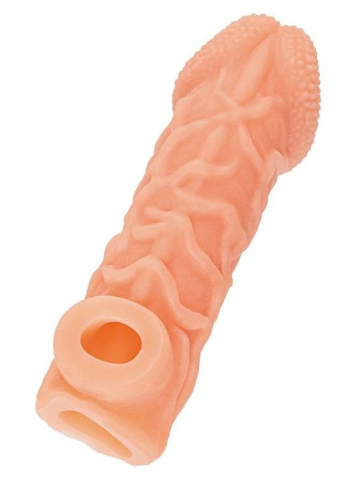 Телесная закрытая насадка с венками Cock Sleeve Size L - 17,6 см. - KOKOS - в Хабаровске купить с доставкой