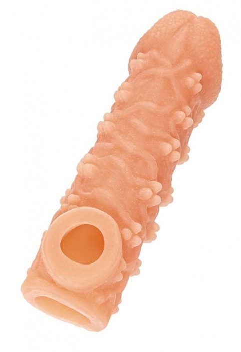 Телесная закрытая насадка с пучками шишечек Cock Sleeve Size M - 15,6 см. - KOKOS - в Хабаровске купить с доставкой