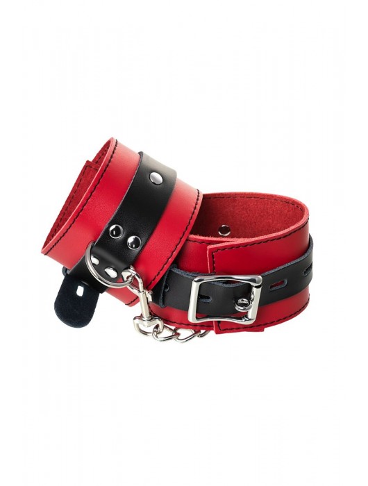 Красно-черные оковы на ноги из кожи - ToyFa - купить с доставкой в Хабаровске