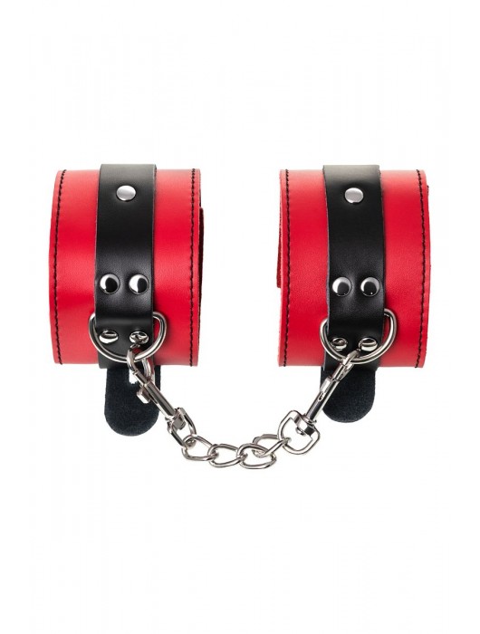 Красно-черные оковы на ноги из кожи - ToyFa - купить с доставкой в Хабаровске