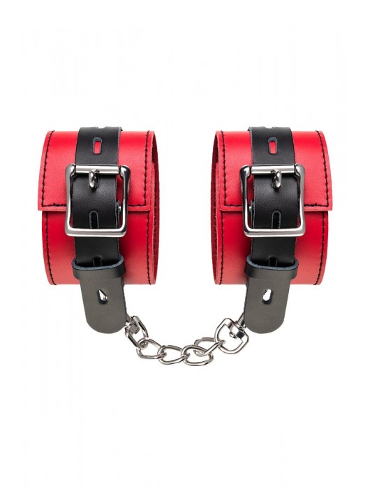 Красно-черные оковы на ноги из кожи - ToyFa - купить с доставкой в Хабаровске