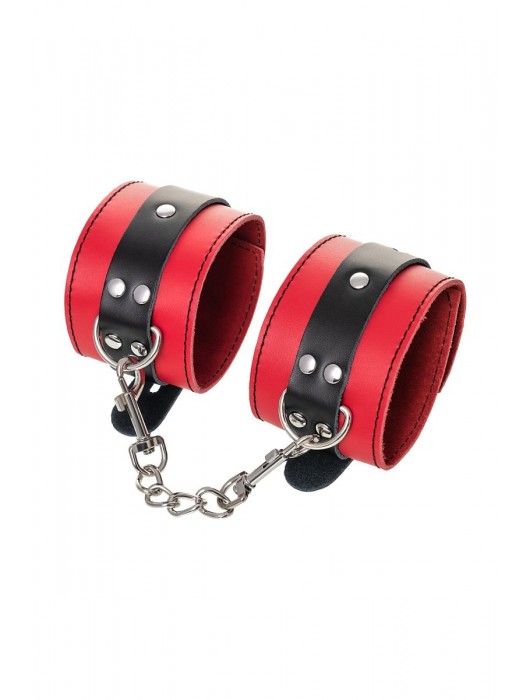 Красно-черные оковы на ноги из кожи - ToyFa - купить с доставкой в Хабаровске