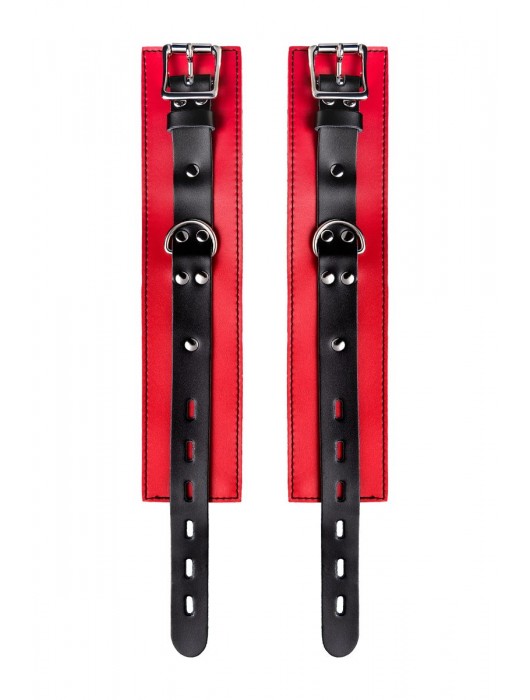 Красно-черные оковы на ноги из кожи - ToyFa - купить с доставкой в Хабаровске