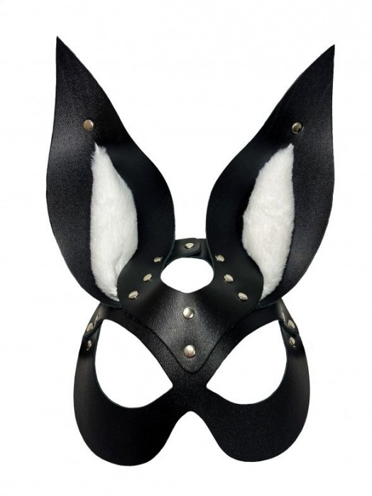 Черная маска зайки с белым мехом на ушках Miss Bunny - БДСМ Арсенал - купить с доставкой в Хабаровске