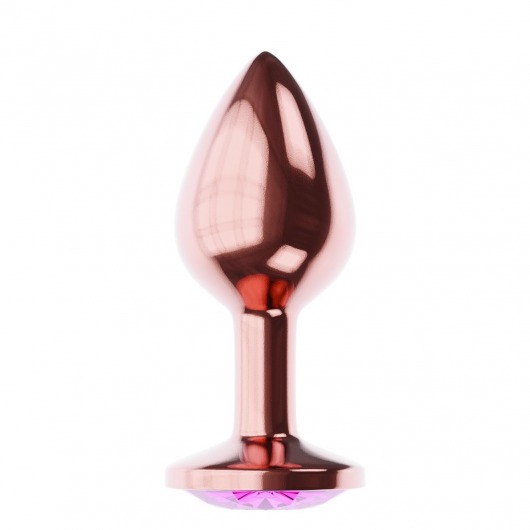 Пробка цвета розового золота с лиловым кристаллом Diamond Quartz Shine L - 8,3 см. - Lola Games - купить с доставкой в Хабаровске