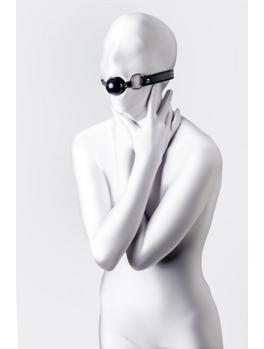 Черный кляп-шар на кожаных ремешках Anonymo - ToyFa - купить с доставкой в Хабаровске