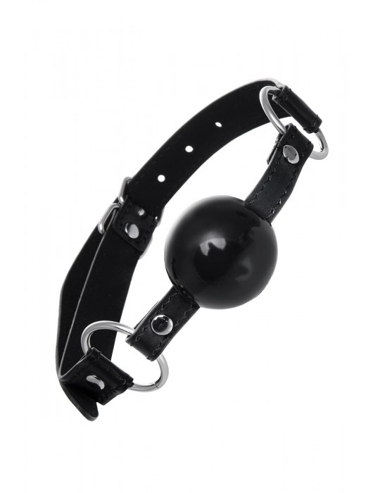 Черный кляп-шар на кожаных ремешках Anonymo - ToyFa - купить с доставкой в Хабаровске