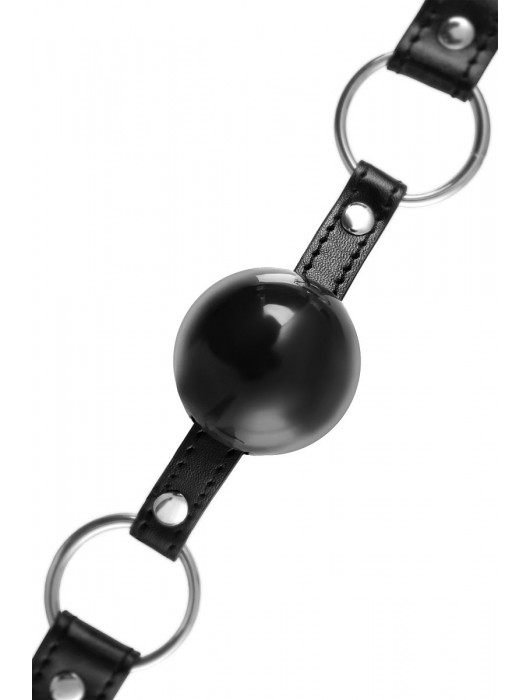 Черный кляп-шар на кожаных ремешках Anonymo - ToyFa - купить с доставкой в Хабаровске