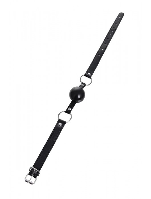 Черный кляп-шар на кожаных ремешках Anonymo - ToyFa - купить с доставкой в Хабаровске