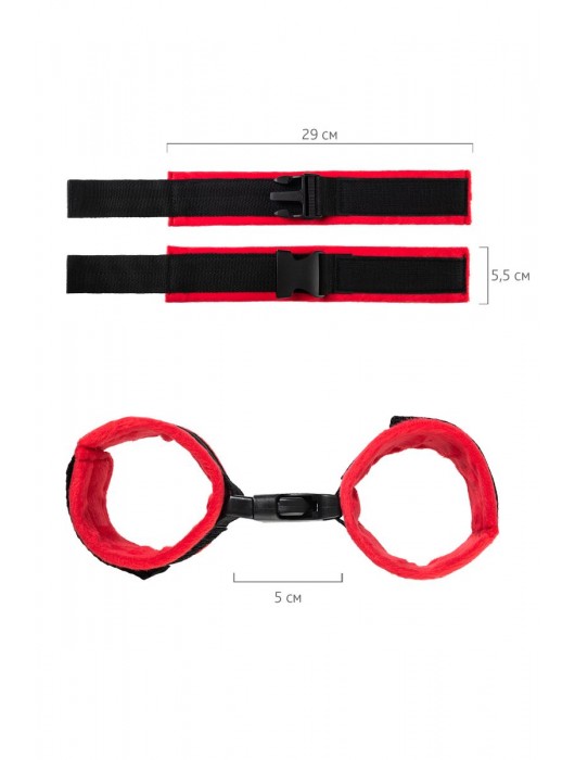 Красно-черные велюровые оковы Anonymo - ToyFa - купить с доставкой в Хабаровске