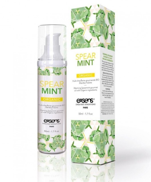 Разогревающее массажное масло Gourmet Spearmint Organic с органическими ингредиентами - 50 мл. - Exsens - купить с доставкой в Хабаровске