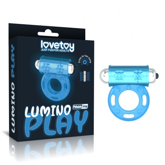 Голубое, светящееся в темноте эрекционное виброкольцо Lumino Play Vibrating Penis Ring - Lovetoy - в Хабаровске купить с доставкой