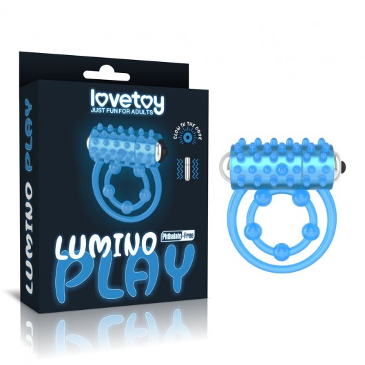 Голубое, светящееся в темноте виброкольцо Lumino Play Vibrating Penis Ring - Lovetoy - в Хабаровске купить с доставкой