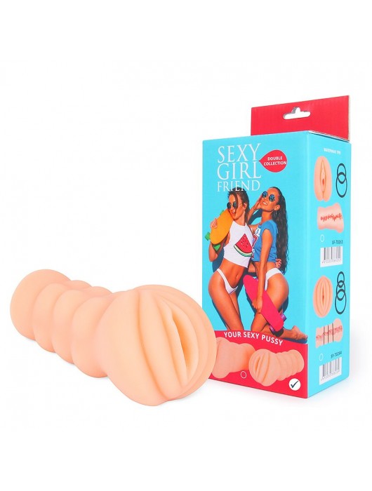 Телесный мастурбатор-вагина с комплектом эрекционных колец - Bior toys - в Хабаровске купить с доставкой