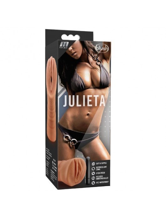 Мастурбатор-вагина цвета карамели Julieta с вибрацией - Blush Novelties - в Хабаровске купить с доставкой