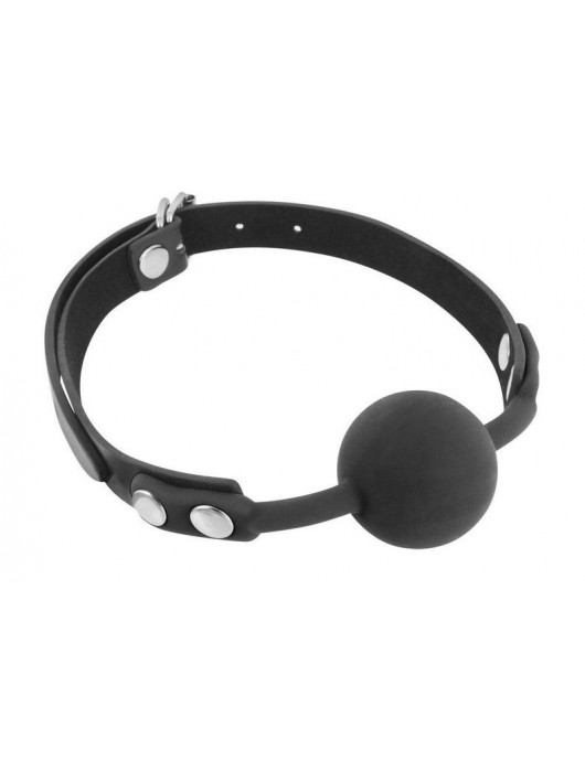 Черный силиконовый кляп-шарик на ремешках - Fetish Tentation - купить с доставкой в Хабаровске